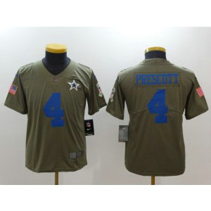 Nike Cowboys 4 Dak Prescott Olive 2017 Salute To Service Limited Youth Jersey