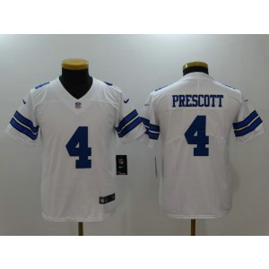 Nike Cowboys 4 Dak Prescott White Vapor Untouchable Limited Youth Jersey