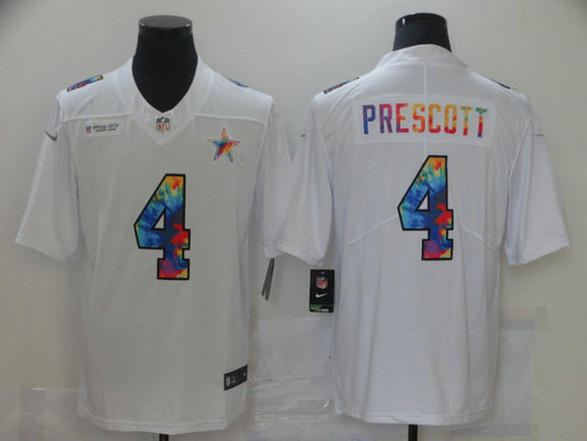 Nike Cowboys 4 Dak Prescott White Vapor Untouchable Rainbow Limited Jersey Nike Cowboys 4 Dak Prescott White Vapor Untouchable Rainbow Limited Jersey