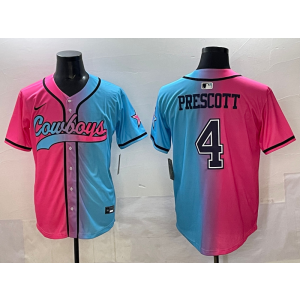 Nike Cowboys 4 Prescott Blue Pink Baseball Vapor Limited Men Jersey Nike Cowboys 4 Prescott Blue Pink Baseball Vapor Limited Men Jersey