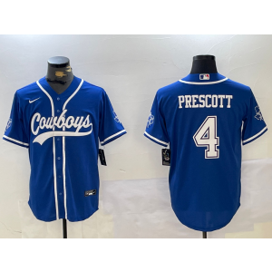 Nike Cowboys 4 Prescott Blue Vapor Baseball Limited Men Jersey Nike Cowboys 4 Prescott Blue Vapor Baseball Limited Men Jersey