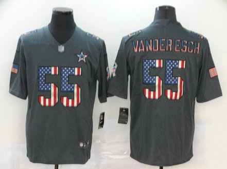 Nike Cowboys 55 Leighton Vander Esch 2019 Salute To Service USA Flag Fashion Limited Jersey