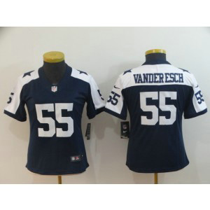 Nike Cowboys 55 Leighton Vander Esch Navy Throwback Vapor Untouchable Limited Women Jersey