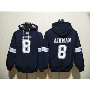 Nike Cowboys 8 Troy Aikman Navy Ageless Must-Have Lace-Up Pullover Hoodie