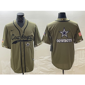 Nike Cowboys Blank Olive Salute To Service Vapor Baseball Limited Men Jersey