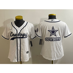 Nike Cowboys Blank White Vapor Baseball Logo Limited Women Jersey