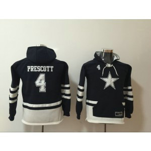 Nike Dallas Cowboys 4 Dak Prescott Navy All Stitched Hooded Youth Sweatshirt