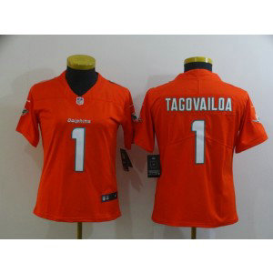 Nike Dolphins 1 Tua Tagovailoa Orange Color Rush Limited Women Jersey