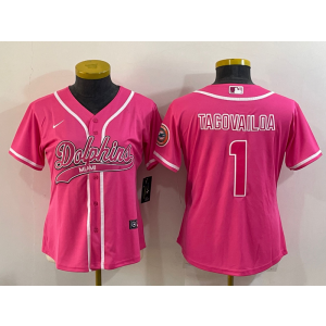 Nike Dolphins 1 Tua Tagovailoa Pink Vapor Baseball Limited Women Jersey
