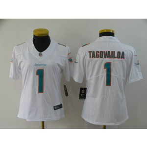 Nike Dolphins 1 Tua Tagovailoa White Vapor Limited Women Jersey