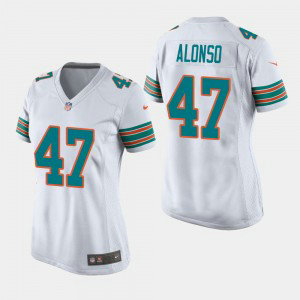 Nike Dolphins 47 Kiko Alonso 2019 White Throwback Women Jersey