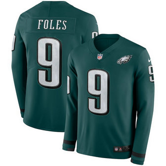 Nike Eagles #9 Nick Foles Green Long Sleeve Limited Jersey Nike Eagles #9 Nick Foles Green Long Sleeve Limited Jersey