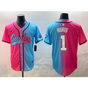 Nike Eagles 1 Hurts Blue Pink Baseball Vapor Limited Men Jersey Nike Eagles 1 Hurts Blue Pink Baseball Vapor Limited Men Jersey