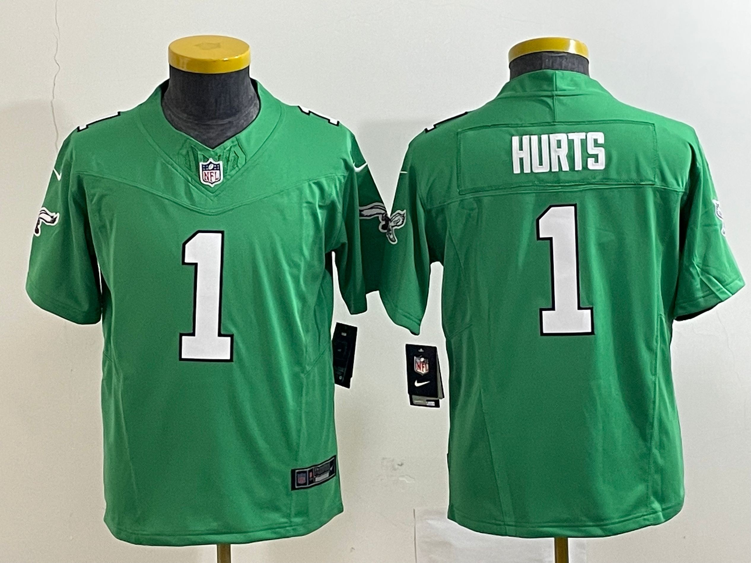 Nike Eagles 1 Jalen Hurts Green 2023 F.U.S.E Vapor Limited Youth Jersey