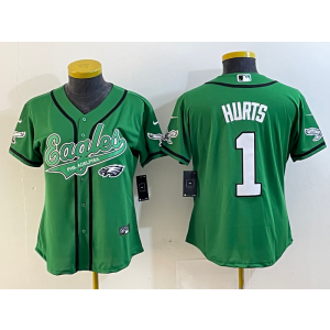 Nike Eagles 1 Jalen Hurts Green Baseball Vapor Limited Youth Jersey