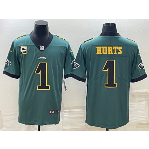 Nike Eagles 1 Jalen Hurts Green Gold Vapor Limited Men Jersey Nike Eagles 1 Jalen Hurts Green Gold Vapor Limited Men Jersey