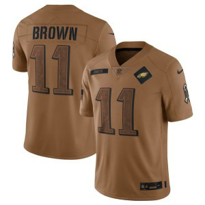 Nike Eagles 11 A. J. Brown 2023 Brown Salute To Service Limited Men Jersey