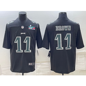 Nike Eagles 11 A.J. Brown Black 2023 Super Bowl Vapor Limited Men Jersey