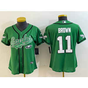Nike Eagles 11 AJ Brown Green Baseball Vapor Limited Youth Jersey