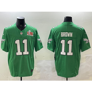 Nike Eagles 11 AJ Brown Kelly Green 2025 Super Bowl LIX F.U.S.E. Vapor Limited Men Jersey