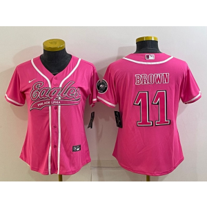 Nike Eagles 11 Brown Pink Baseball Vapor Limited Women Jersey