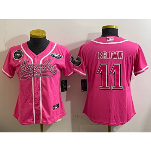 Nike Eagles 11 Brown Pink Vapor Baseball Logo Limited Women Jersey