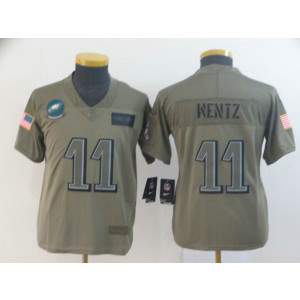 Nike Eagles 11 Carson Wentz 2019 Olive Salute To Service Limited Youth Jersey Nike Eagles 11 Carson Wentz 2019 Olive Salute To Service Limited Youth Jersey