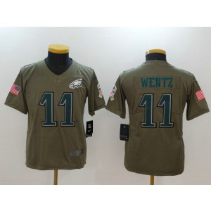 Nike Eagles 11 Carson Wentz Olive 2017 Salute To Service Limited Youth Jersey Nike Eagles 11 Carson Wentz Olive 2017 Salute To Service Limited Youth Jersey
