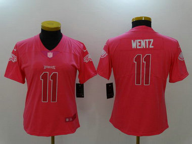 Nike Eagles 11 Carson Wentz Pink Fashion Women Limited Jersey Nike Eagles 11 Carson Wentz Pink Fashion Women Limited Jersey