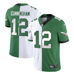 Nike Eagles 12 Randall Cunningham White Green Split Vapor Limited Men Jersey