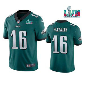 Nike Eagles 16 Quez Watkins Green 2023 Super Bowl LVII Vapor Limited Men Jersey