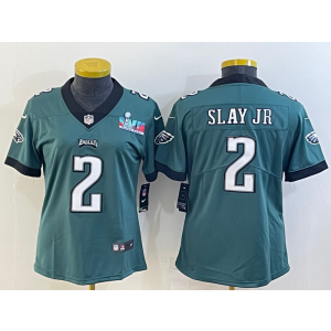 Nike Eagles 2 Darius Slay Jr Green 2023 Super Bowl Vapor Limited Women Jersey