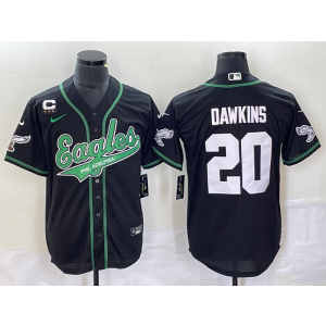 Nike Eagles 20 Brian Dawkins Black Baseball Vapor Limited Men Jersey with C patch Nike Eagles 20 Brian Dawkins Black Baseball Vapor Limited Men Jersey with C patch