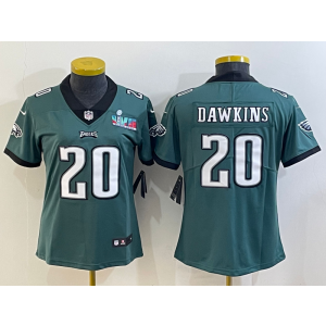 Nike Eagles 20 Brian Dawkins Green 2023 Super Bowl LVII Vapor Limited Women Jersey