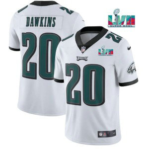 Nike Eagles 20 Brian Dawkins White 2023 Super Bowl LVII Vapor Limited Men Jersey