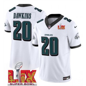 Nike Eagles 20 Brian Dawkins White 2025 Super Bowl LIX F.U.S.E. Vapor Limited Men Jersey