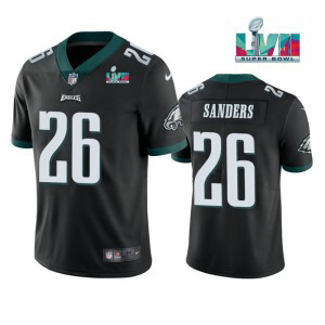 Nike Eagles 26 Miles Sanders Black 2023 Super Bowl LVII Vapor Limited Men Jersey