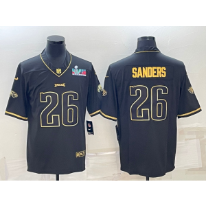 Nike Eagles 26 Miles Sanders Black Gold 2023 Super Bowl Vapor Limited Men Jersey