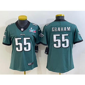 Nike Eagles 55 Brandon Graham Green 2023 Super Bowl LVII Vapor Limited Women Jersey