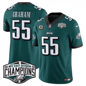 Nike Eagles 55 Brandon Graham Green 2024 NFC East Champions F.U.S.E. Vapor Limited Men Jersey with C Patch