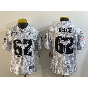 Nike Eagles 62 Jason Kelce Arctic Camo 2024 F.U.S.E. Salute to Service Limited Women Jersey (Runs Small)