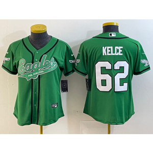 Nike Eagles 62 Jason Kelce Green Baseball Vapor Limited Women Jersey