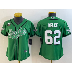 Nike Eagles 62 Jason Kelce Green Baseball Vapor Limited Youth Jersey with C patch Nike Eagles 62 Jason Kelce Green Baseball Vapor Limited Youth Jersey with C patch