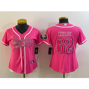 Nike Eagles 62 Jason Kelce Pink Baseball Vapor Limited Women Jersey