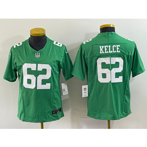 Nike Eagles 62 Jason Kelce Women Green 2023 F.U.S.E Vapor Limited Women Jersey