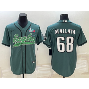 Nike Eagles 68 Jordan Mailata Green 2023 Super Bowl LVII Vapor Baseball Limited Men Jersey