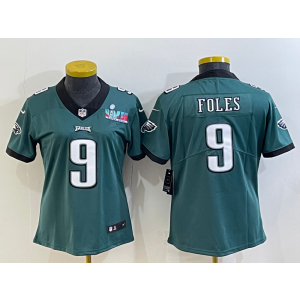 Nike Eagles 9 Nick Foles Green 2023 Super Bowl LVII Vapor Limited Women Jersey