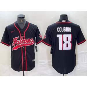 Nike Falcons 18 Kirk Cousins Black Vapor Baseball Limited Men Jersey
