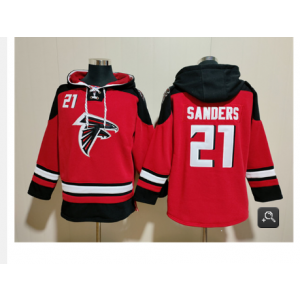Nike Falcons 21 Deion Sanders Red Ageless Must-Have Lace-Up Pullover Hoodie