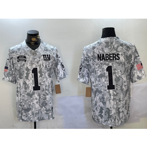 Nike Giants 1 Malik Nabers Arctic Camo 2024 F.U.S.E. Salute to Service Limited Men Jersey